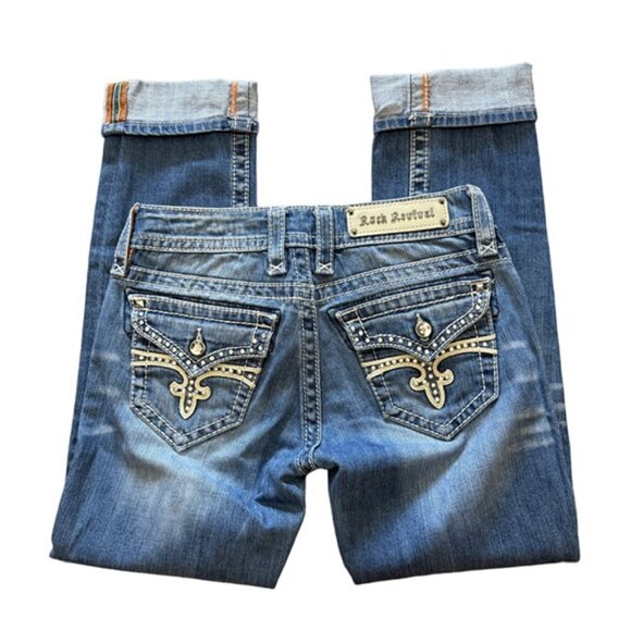 ROCK REVIVAL⚜️ Noelle Low Rise Capri Jeans 🤘👖 Size 27 - Picture 6 of 16